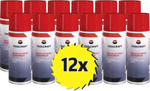TOOLCRAFT TC-PA400C Druckluftspray nicht brennbar, 12er Set, Rot - Bild 1