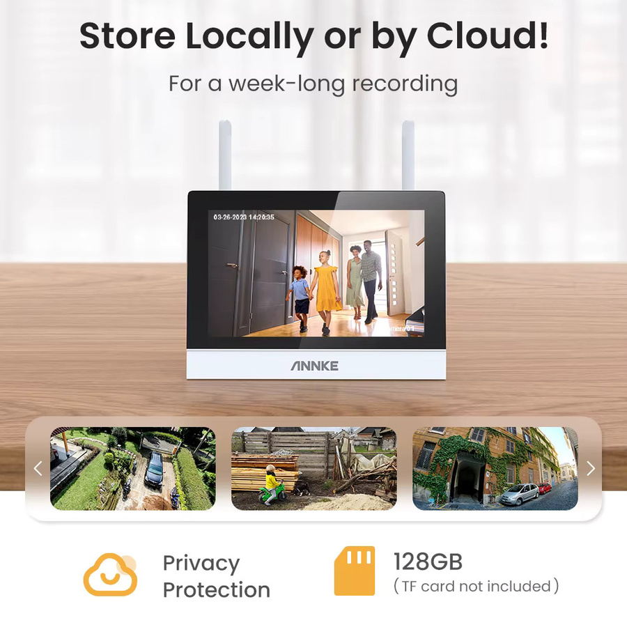 Annke Drahtloses CCTV-System mit 4CH NVR, 7-Zoll Touchscreen und WiFi Outdoor Sicherheitskameras in Weiß - Bild 4
