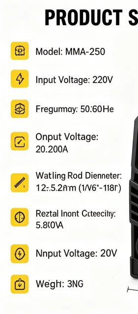 Tragbarer Inverter-Lichtbogenschweißer ZX7 250A MMA-Schweißgerät in Gelb-Orange für Autoreparaturen und Schweißarbeiten - Bild 1