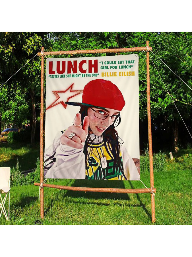 Potdemiel Retro-Flaggen Billie Eilish Banner zur Innendekoration für Wohnzimmer und Studio - Bild 7