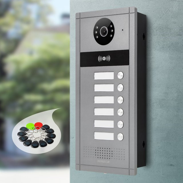 HOMSECUR XC114F-6 Video-Türsprechanlage mit Türklingel-Kamera und RFID-Zugang für 6 Familien zur Unterputzmontage - Bild 1