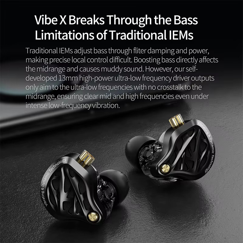 KZ Vibe X In-Ear-Monitor-Kopfhörer mit 13mm Hochleistungs-Vibrations-Einheit für HiFi-Musik und Gaming - Bild 2