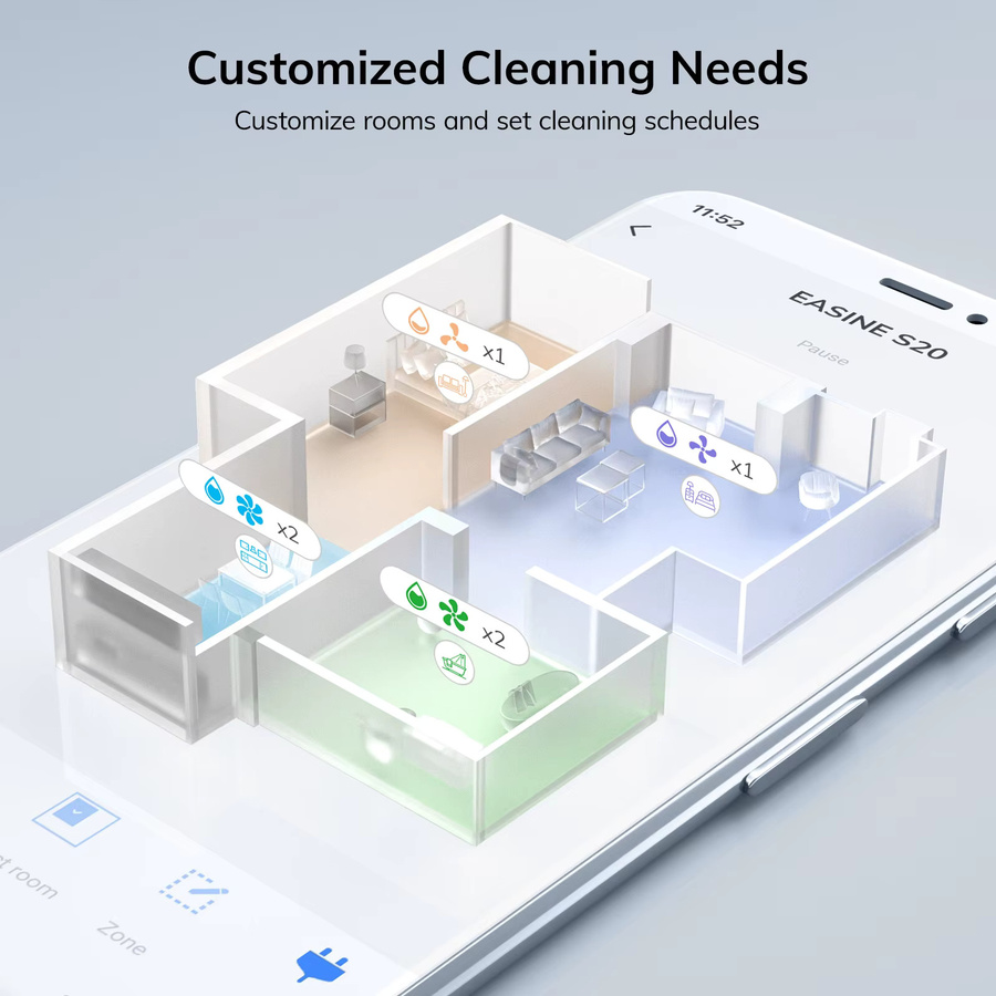 ILIFE EASINE BY ILIFE S20 Saug- und Wischroboter mit Selbstentleerungsstation, 5000 Pa Saugleistung, App-Steuerung, Schwarz - Bild 5