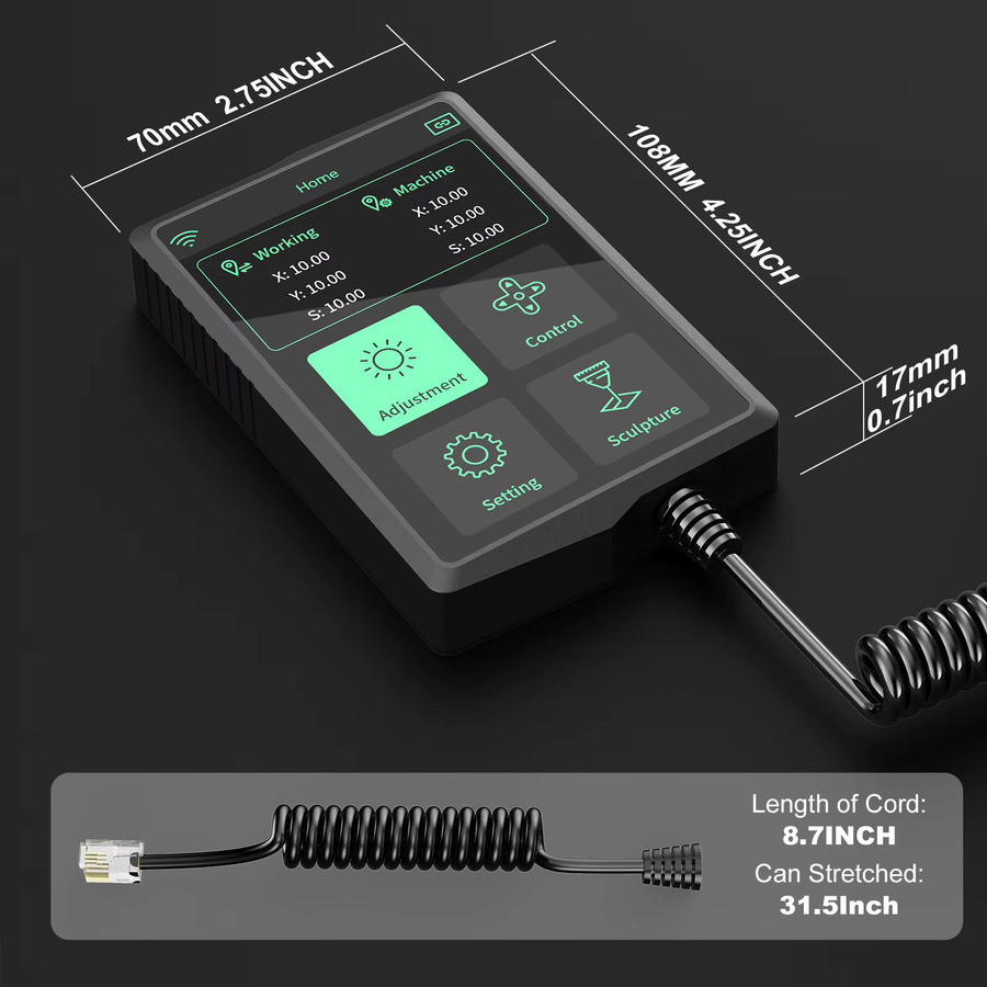 Twotrees Tragbares Handheld Display mit 3,5 Zoll Touchscreen für TTS-55 Pro, TTS-10 Pro und TTS-20 Pro Laser Gravierer, Schwarz - Bild 4