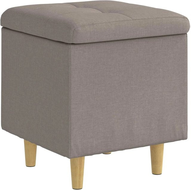 vidaXL Aufbewahrungsottomane mit Kissen in Taupe aus Stoff, B/T/H: 40 x 40 x 45 cm - Bild 1