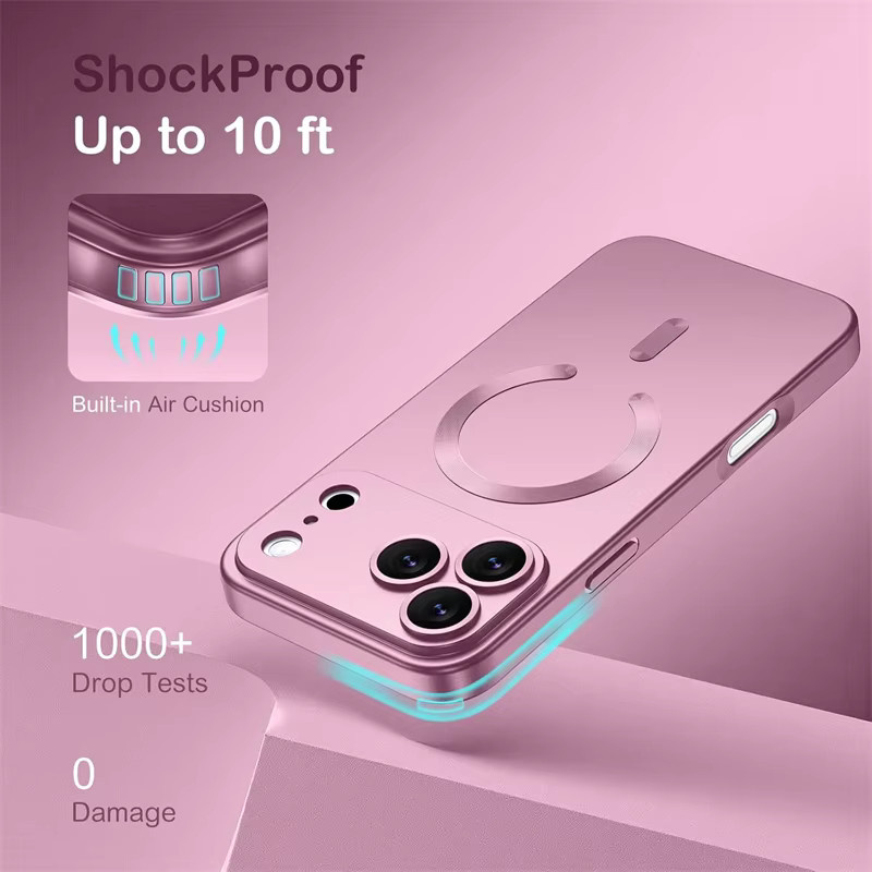 NMEGOU Magnetische TPU Handyhülle mit MagSafe Kompatibilität für iPhone 11 bis iPhone 17 Pro Max Plus in Schwarz und Pink - Bild 2