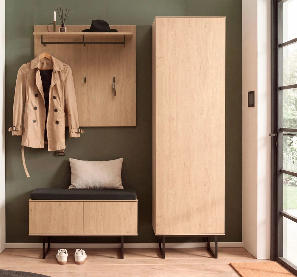 4-tlg. Garderobe Set Breda von Furn.Design in Eiche matt, modern für den Flur, B/T/H: 158 x 40 x 200 cm - Bild 4