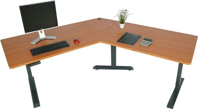 Elektrisch höhenverstellbarer Schreibtisch MCW-D40 Computertisch in Natur und Anthrazit-Grau - Bild 1
