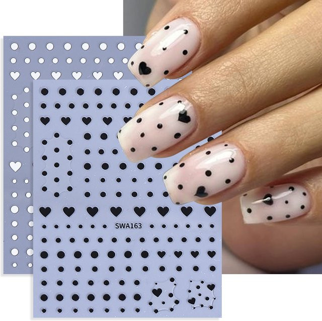 SWEET TREND Nagelaufkleber Herz, Schwarz Weiß, Glänzend - Bild 1