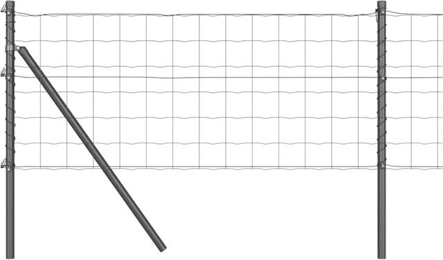 vidaXL Zaun mit Pfosten aus Stahl in Grau, Höhe: 0,8 m, Länge: 25 m - Bild 1