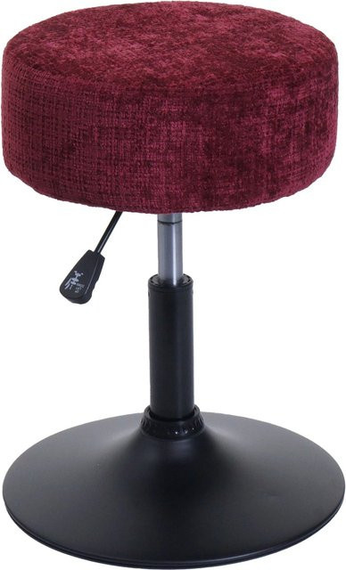 PROREGAL Hocker höhenverstellbar und drehbar in Bordeaux Rot mit Chenille-Stoff, Durchmesser: 37 cm, Sitzhöhe: 45-57 cm - Bild 1