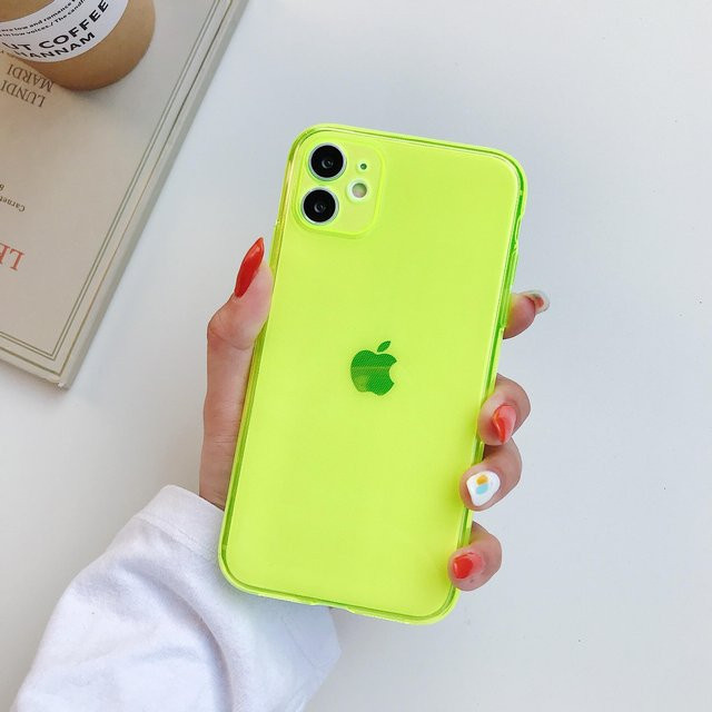 Transparente Handyhülle aus weichem TPU in Neongelb für Apple iPhone 17 16 15 14 13 12 11 Pro Max Plus Mini XS X XR - Bild 1