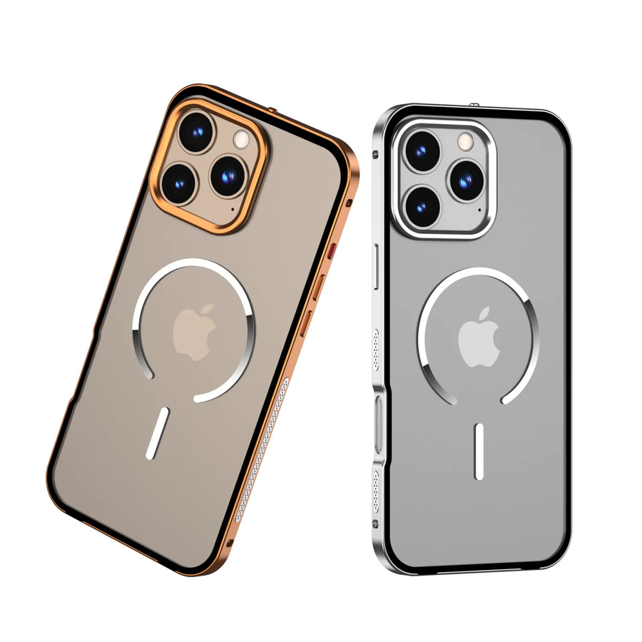 MagSafe iPhone Hülle aus Aluminiumlegierung mit abnehmbarem Metallrahmen und mattem Finish in Gold für iPhone 13 bis iPhone 17 Pro Max - Bild 3
