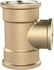 Riegler T-Reduzierstück aus Messing in Gold, 3xIG, 2xG3/4i, Abgang G1/2, 16bar - Bild 1