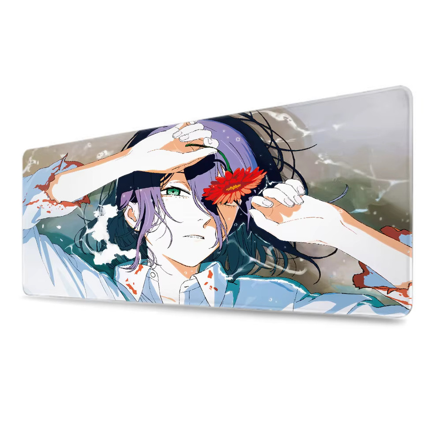 HYBXAXC Mauspad Chainsaw Man Anime Reze Arc, große Schreibtischunterlage aus Gummi, rutschfest und Anti-Fray, Multicolor, B/T: 90 x 40 cm - Bild 4
