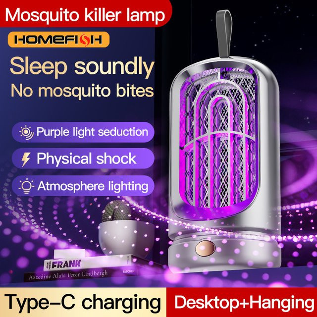 HOMEFISH USB Photokatalytische Mückenfalle mit Elektroschock und 2-in-1 Wandmontierter Nachtbeleuchtung - Bild 1