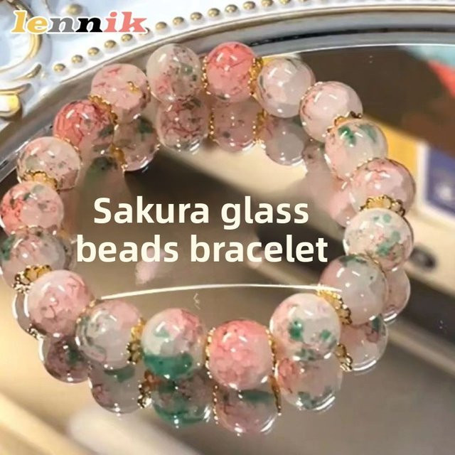 LENNIK Perlenarmband, Kirschblüten-Glas, Bunt, Damen - Bild 1