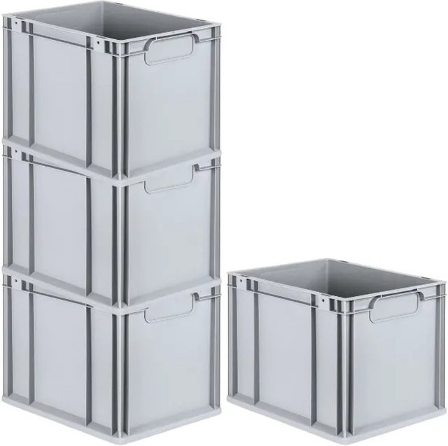 PROREGAL Spar Set 4x Eurobox Nextgen Economy Transportboxen mit geschlossenen Griffen, Grau, H x B x T: 32 x 30 x 40 cm - Bild 1