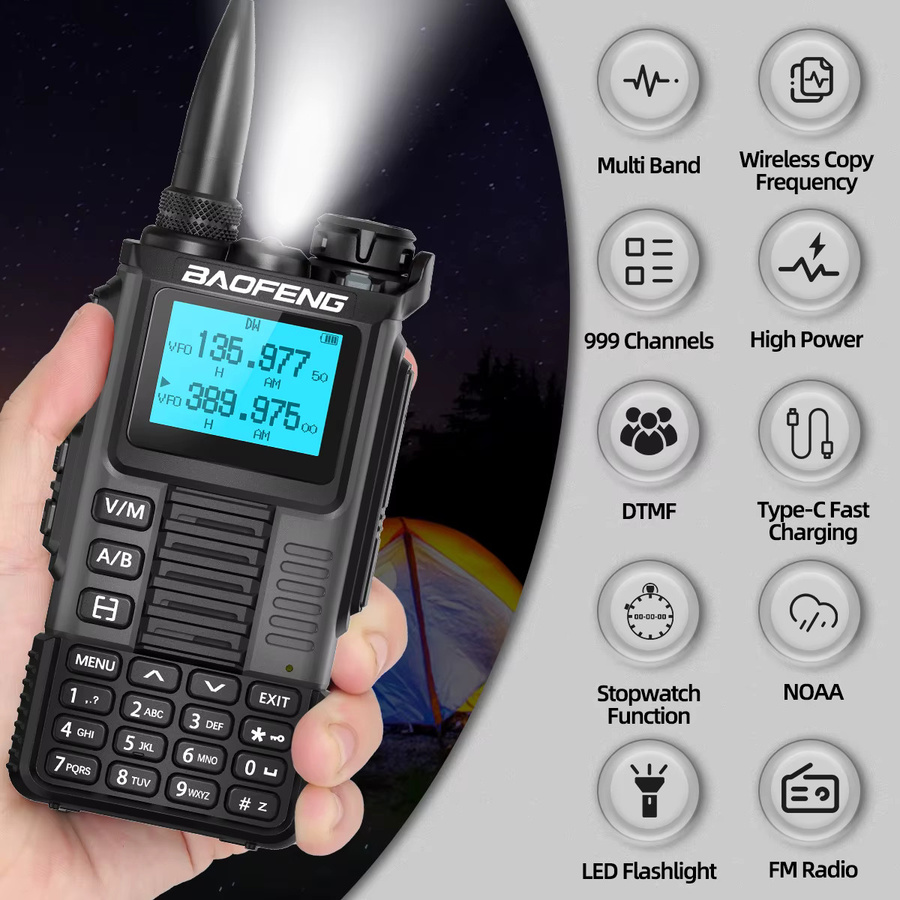 Baofeng UV-K67 Walkie Talkie Multi Band Funkgerät mit Typ-C Anschluss in Schwarz - Bild 2