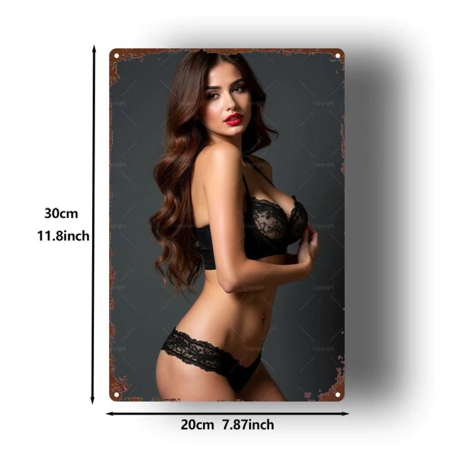 HELLOYOUNG Metallschild Sexy Dessous Wanddekoration für Schlafzimmer und Männerhöhle, Breite: 20,32 cm, Höhe: 25,4 cm - Bild 4