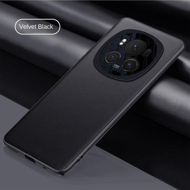 Honor Magic 6 und Magic 6 Pro Leder Handyhülle mit integriertem Luftpolster und Kamera-Schutz in Schwarz - Bild 1