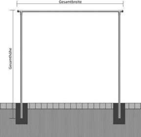 Schake Wäschetrockengerüst aus Metall in Silber, Querstange 4,00 m, Durchmesser: 48 mm - Bild 1