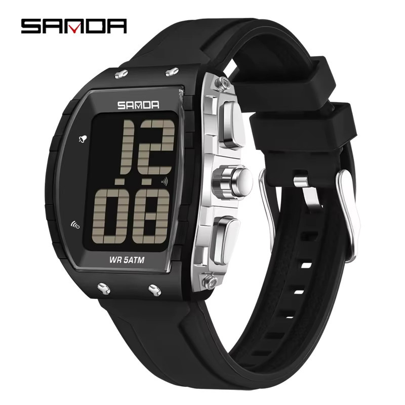 SANDA Digitaluhr, Silikonarmband, Weiß, Herren - Bild 3