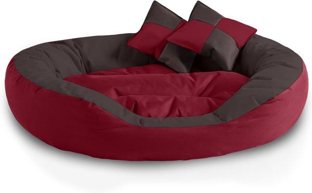 BedDog 4in1 Hundebett SABA großes Hundekörbchen in Rot, abwischbares Hundekissen in ovaler Form - Bild 1
