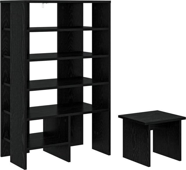vidaXL Schuhschrank Set aus 2 Stück in Schwarz und Eichen-Optik aus Holzwerkstoff - Bild 1