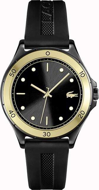 Lacoste Damenuhr, Quarz, Edelstahl, 38 mm, Schwarz, Silikon, 5 ATM - Bild 1