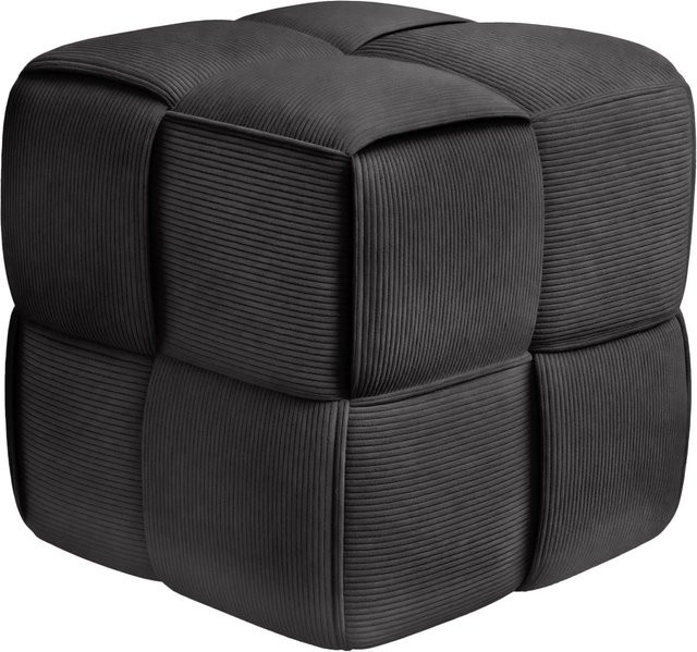 DELUKE Sitzhocker GIROS Polsterhocker aus Cord in Dunkelgrau, H x B x T: 42 x 42 x 42 cm - Bild 1