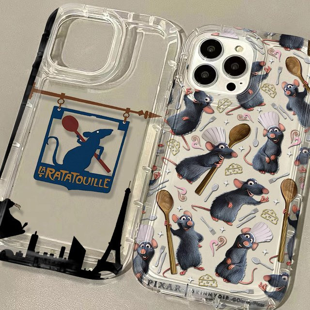 Potdemiel Cartoon Ratatouille Handyhülle für iPhone 17 16 15 14 13 12 11 Pro Max Plus X XR XS Max – Transparente Airbag Sturzsichere Hülle - Bild 1