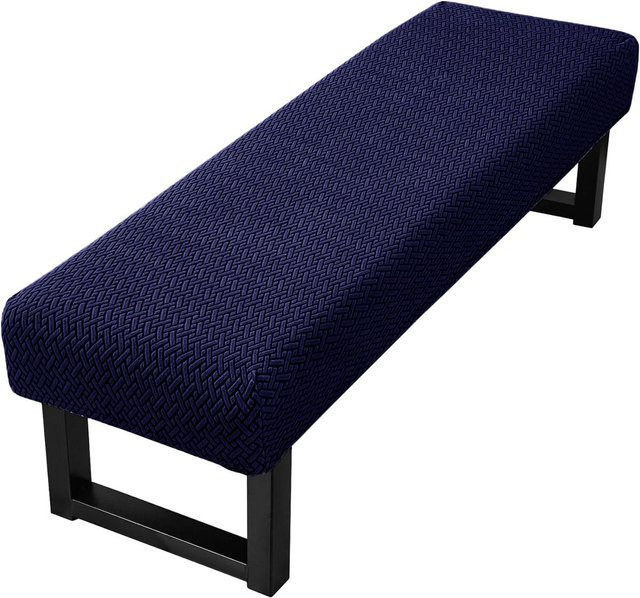 Waschbarer Stretch-Jacquard-Esszimmerbankbezug in Blau für deine Sitzbank - Bild 1