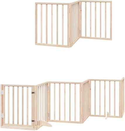 vidaXL Hundetor aus Pappelholz mit Tür, 9-teilig, faltbar, braun/beige, Breite: 450 cm