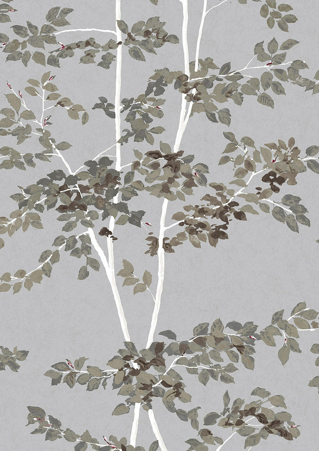 Lewis & Wood Tapete Beech Silverstone in Grau mit floralem Naturdesign - Bild 1