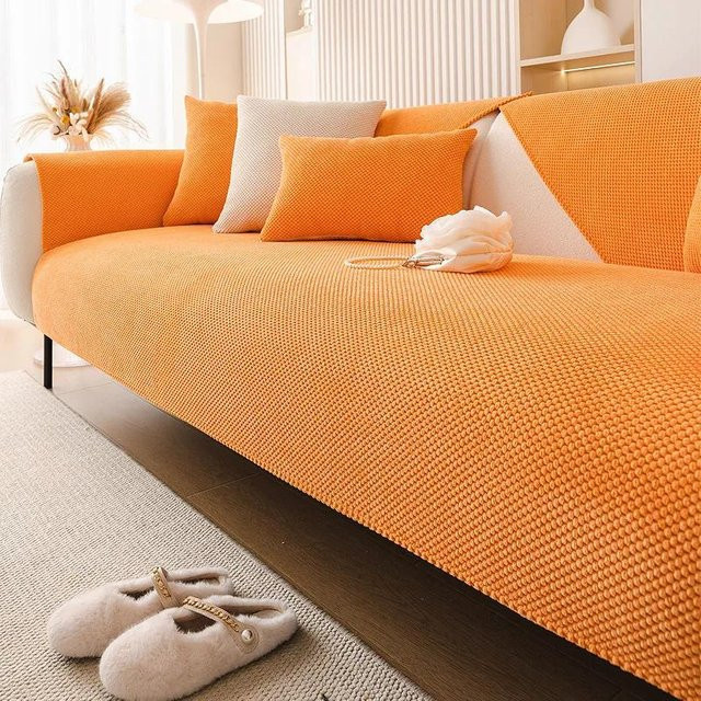 BC-Warm Home Cord-Sofabezug in Orange, rutschfester Couchbezug aus Fleece für Herbst und Winter, B/H: 120 x 70 cm - Bild 1