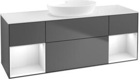 V&B Waschtischunterschrank Finion mit Wandbeleuchtung, Anthrazit lackiert, Breite: 160 cm, Tiefe: 50,1 cm, Höhe: 50,1 cm - Bild 1