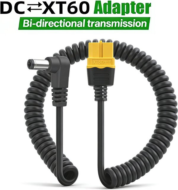 XT60 auf DC 5.5 x 2.5/2.1mm Ladeadapterkabel in Schwarz für UAV und Lötkolben - Bild 1