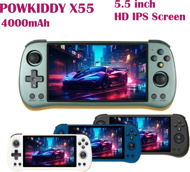 Powkiddy X55 Retro Handheld-Spielkonsole in Weiß mit 5,5 Zoll HD-Display und WLAN für Open-Source-Emulatoren - Bild 1