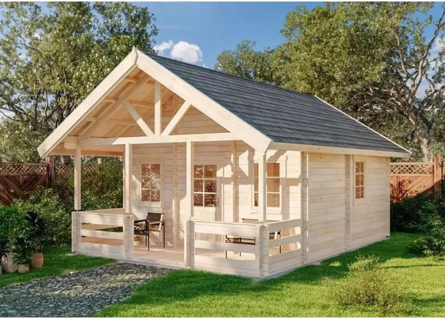 Alpholz Gartenhaus Lillehammer Satteldach Unbehandelt B: 746 cm, T: 549 cm, H: 395 cm - Bild 1