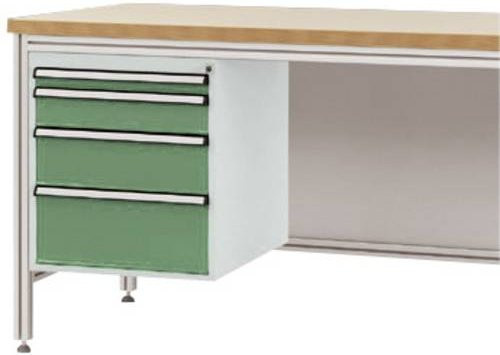 Manuflex ZB4772.6011 Gehäuse-Unterbau für ALU-Arbeitstische in Green/Multicolour mit 4 Schubfächern, Nutzhöhe: 50 cm, für Tischtiefe: 80 cm - Bild 1