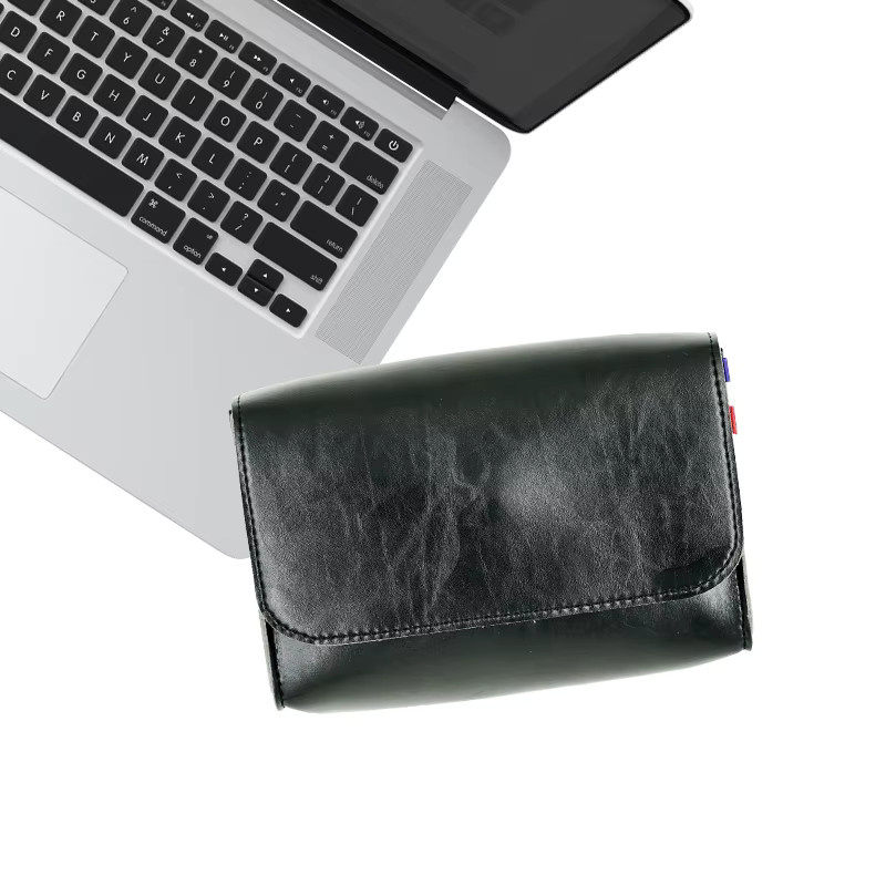 Magnetische Aufbewahrungstasche aus PU-Leder für Macbook Zubehör, Maus und Ladekabel, Farbe: Schwarz - Bild 1