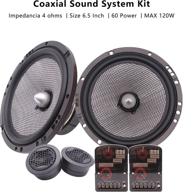 Universal Auto Audio Modifikation Kit 12V High Power Zwei-Wege-Lautsprecher Set in Schwarz - Bild 1