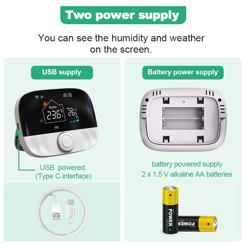 Tuya Smart Wifi Thermostat für Gasheizungen mit App-Steuerung und Alexa Google Home Integration, Weiß - Bild 2