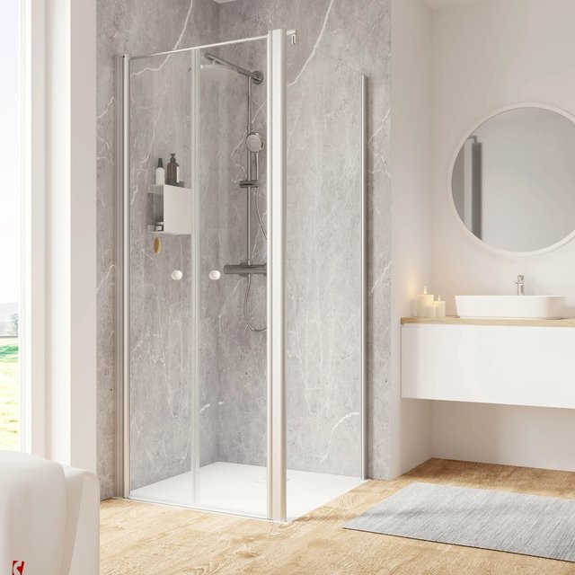 Schulte Garant 2.0 Duschkabine Eckeinstieg mit Pendeltür und Seitenwand, Farbe Silber, B/T/H: 80 x 200 x 80 cm - Bild 1