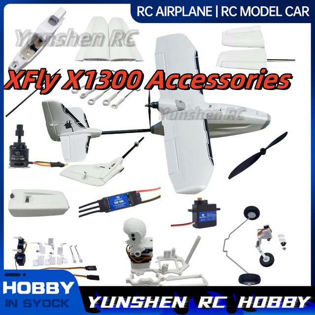 Xfly X1300 Zubehör, Körper, Hauptflügel, Flacher Schwanz, Vertikaler Schwanz mit Klappen, Fahrwerk, Servo, Pan Tilt Motor, Propeller - Bild 1