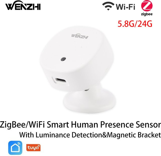 Tuya MmWave Präsenzsensor mit Radar-Bewegungserkennung und Beleuchtungsstärke in Weiß für ZigBee/WiFi und Tuya Smart Life Home Assistant - Bild 1