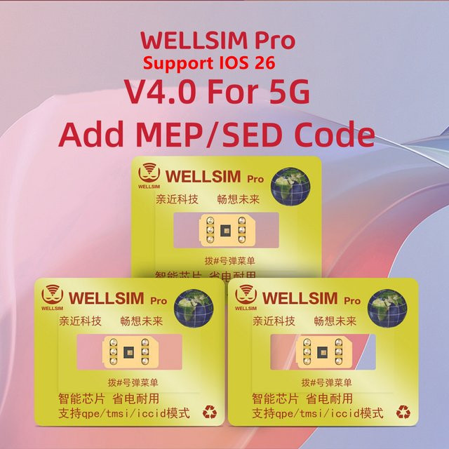 WellSim Pro V4.0 5G SIM-Karte mit QPE und MEP für iPhone Modelle in Gelb - Bild 1