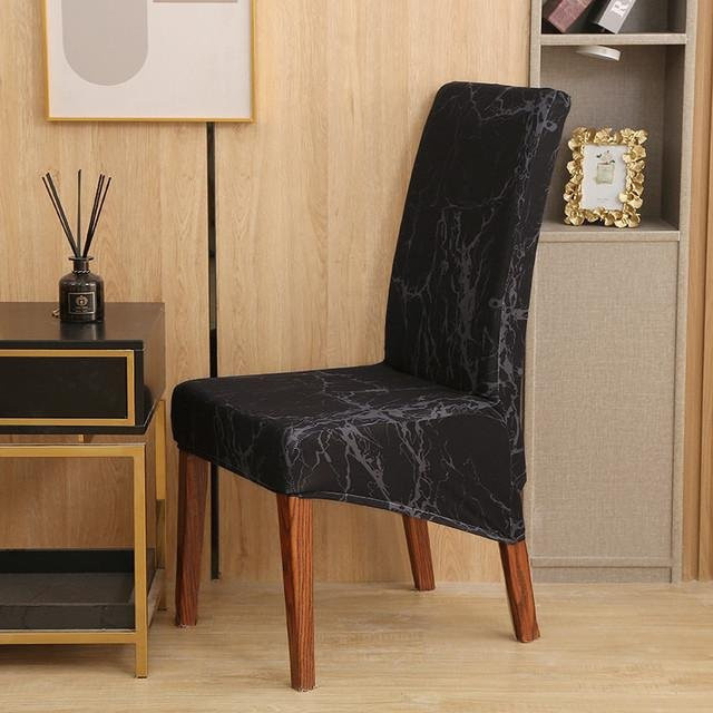 Bedruckter Stretch-Stuhlbezug für Esszimmerstühle in XL-Größe, Farbe: Schwarz, Design: Weißer Regen - Bild 1