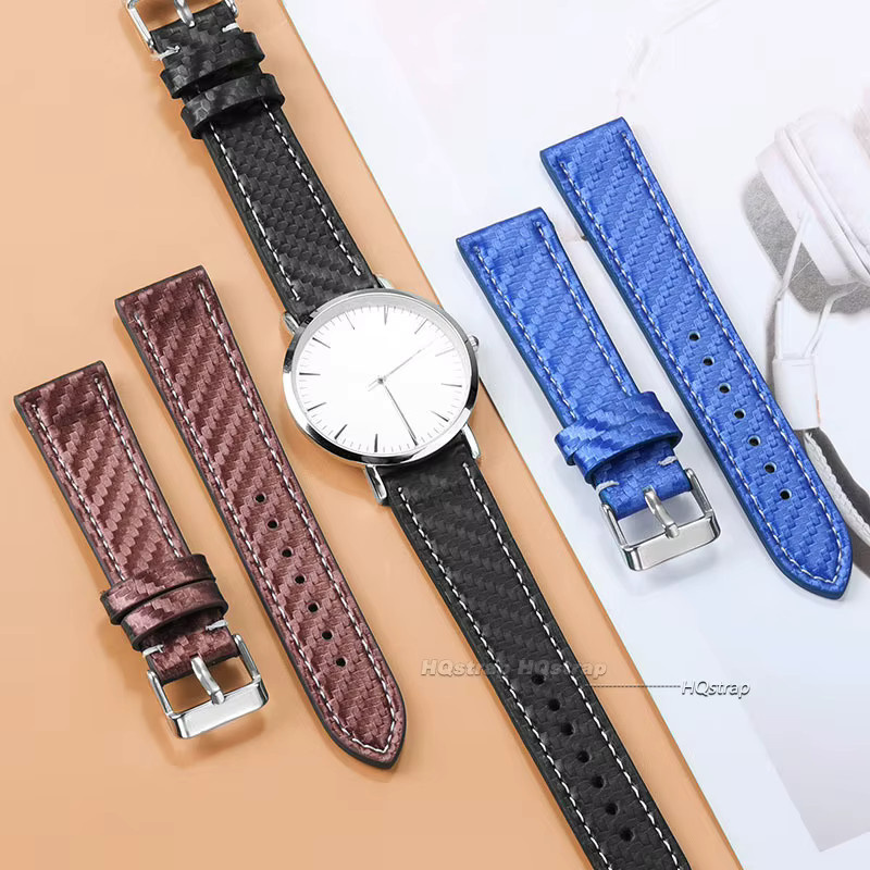 HQstrap Uhrenarmband Leder, Kohlefaser-Maserung, Bunt, Unisex - Bild 2